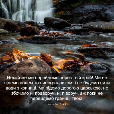 Picture 03 - Числа 20:17 UKR - Нехай же ми перейдемо - Bible Verse Picture