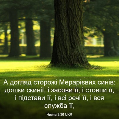 Picture 03 - Числа 3:36 UKR - А догляд сторожі - Bible Verse Picture