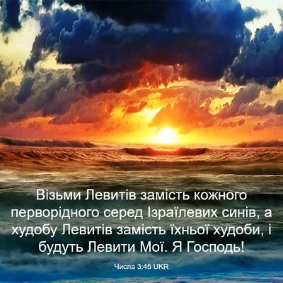 Picture 03 - Числа 3:45 UKR - Візьми Левитів замість - Bible Verse Picture