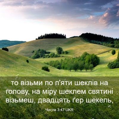 Picture 03 - Числа 3:47 UKR - то візьми по п'яти шеклів - Bible Verse Picture