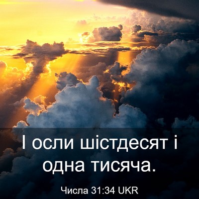 Picture 03 - Числа 31:34 UKR - І осли шістдесят і одна - Bible Verse Picture