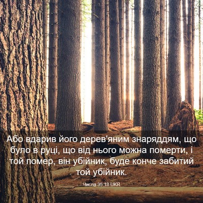 Picture 03 - Числа 35:18 UKR - Або вдарив його дерев'яним - Bible Verse Picture