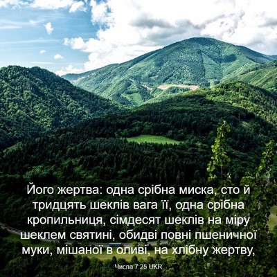 Picture 03 - Числа 7:25 UKR - Його жертва: одна срібна - Bible Verse Picture