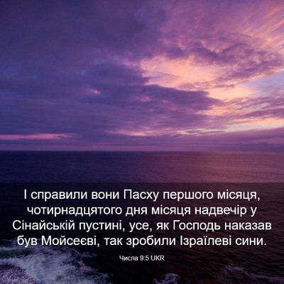 Picture 03 - Числа 9:5 UKR - І справили вони Пасху - Bible Verse Picture