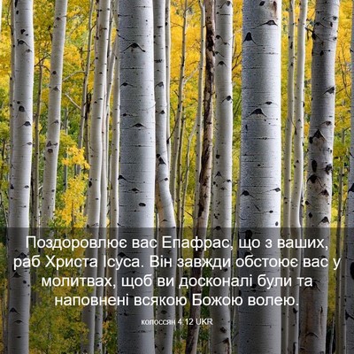Picture 03 - колоссян 4:12 UKR - Поздоровлює вас Епафрас, - Bible Verse Picture