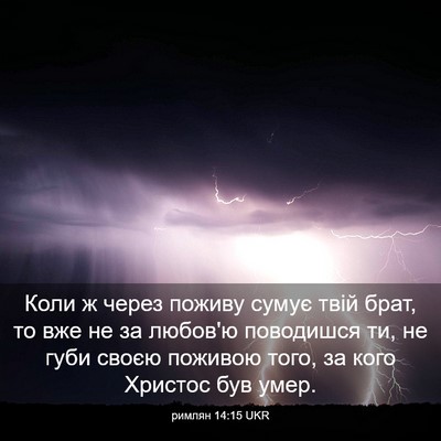 Picture 03 - римлян 14:15 UKR - Коли ж через поживу сумує - Bible Verse Picture