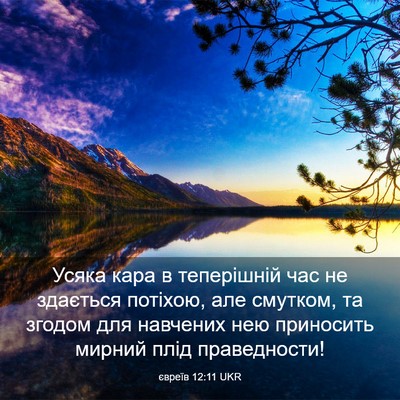 Picture 03 - євреїв 12:11 UKR - Усяка кара в теперішній - Bible Verse Picture