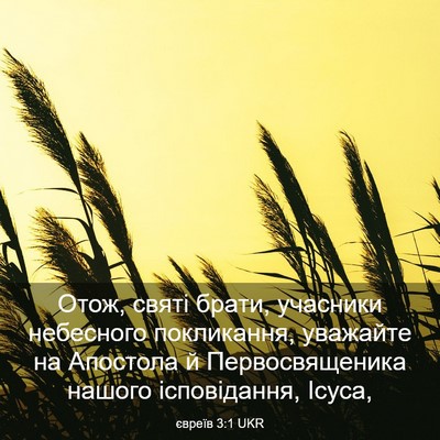 Picture 03 - євреїв 3:1 UKR - Отож, святі брати, учасники - Bible Verse Picture