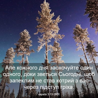 Picture 03 - євреїв 3:13 UKR - Але кожного дня заохочуйте - Bible Verse Picture