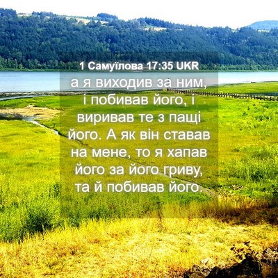 Picture 04 - 1 Самуїлова 17:35 UKR - а я виходив за ним, і - Bible Verse Picture