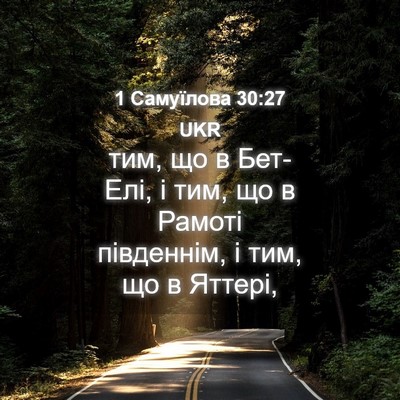 Picture 04 - 1 Самуїлова 30:27 UKR - тим, що в Бет-Елі, і тим, що в - Bible Verse Picture