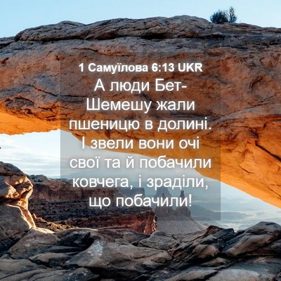 Picture 04 - 1 Самуїлова 6:13 UKR - А люди Бет-Шемешу жали - Bible Verse Picture