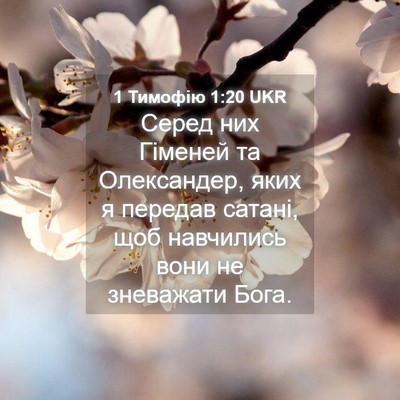 Picture 04 - 1 Тимофію 1:20 UKR - Серед них Гіменей та - Bible Verse Picture