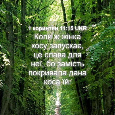 Picture 04 - 1 коринтян 11:15 UKR - Коли ж жінка косу запускає, - Bible Verse Picture