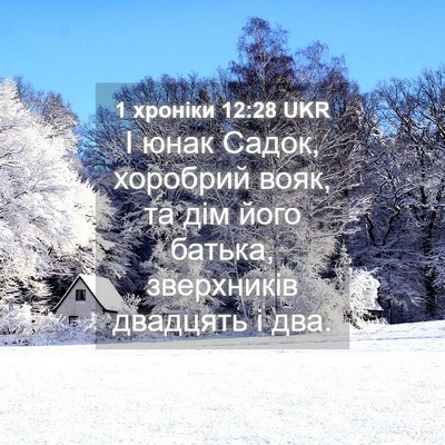 Picture 04 - 1 хроніки 12:28 UKR - І юнак Садок, хоробрий - Bible Verse Picture