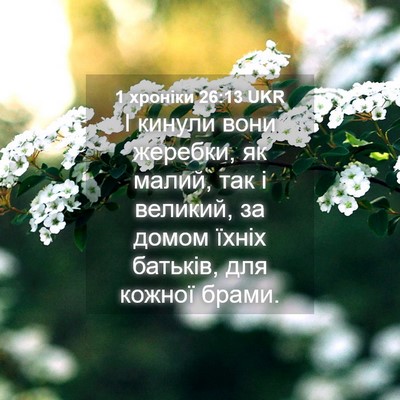 Picture 04 - 1 хроніки 26:13 UKR - І кинули вони жеребки, як - Bible Verse Picture