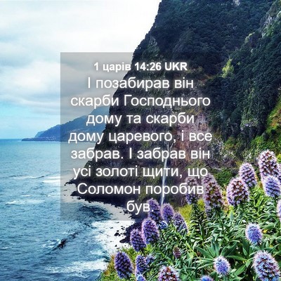 Picture 04 - 1 царів 14:26 UKR - І позабирав він скарби - Bible Verse Picture