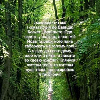 Picture 04 - 2 Самуїлова 11:11 UKR - І сказав Урія до Давида: - Bible Verse Picture