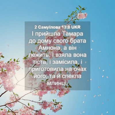 Picture 04 - 2 Самуїлова 13:8 UKR - І прийшла Тамара до дому - Bible Verse Picture
