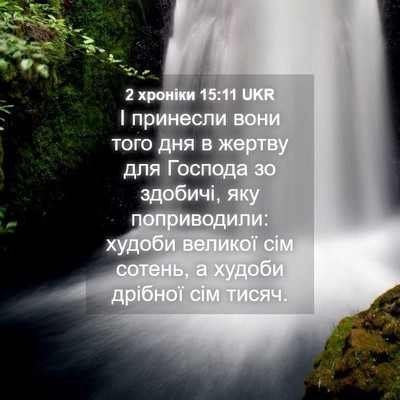 Picture 04 - 2 хроніки 15:11 UKR - І принесли вони того дня в - Bible Verse Picture