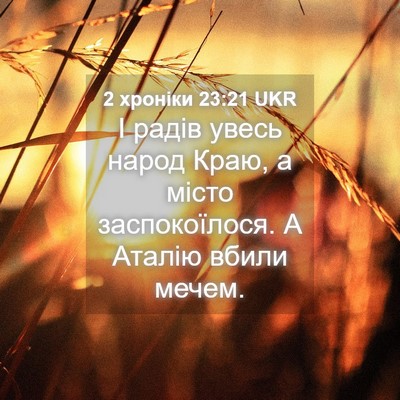 Picture 04 - 2 хроніки 23:21 UKR - І радів увесь народ Краю, а - Bible Verse Picture