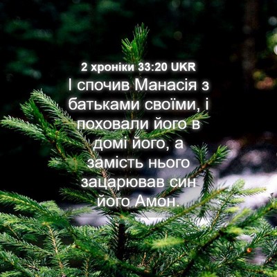 Picture 04 - 2 хроніки 33:20 UKR - І спочив Манасія з - Bible Verse Picture