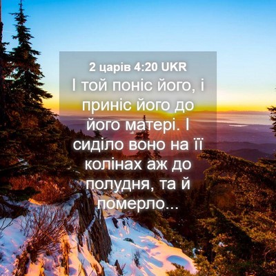 Picture 04 - 2 царів 4:20 UKR - І той поніс його, і приніс - Bible Verse Picture