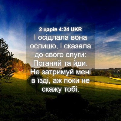 Picture 04 - 2 царів 4:24 UKR - І осідлала вона ослицю, і - Bible Verse Picture