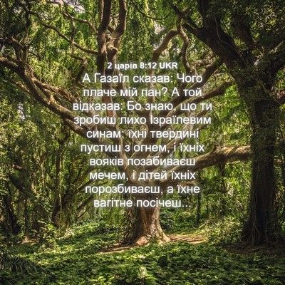 Picture 04 - 2 царів 8:12 UKR - А Газаїл сказав: Чого плаче - Bible Verse Picture