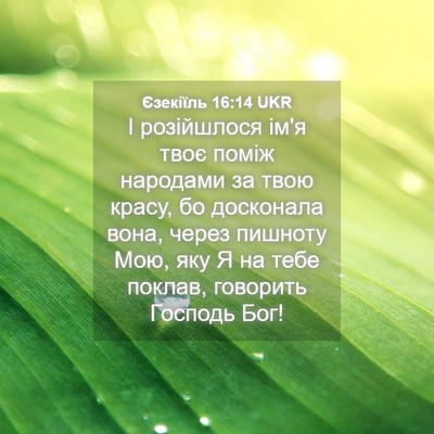 Picture 04 - Єзекіїль 16:14 UKR - І розійшлося ім'я твоє - Bible Verse Picture