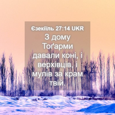 Picture 04 - Єзекіїль 27:14 UKR - З дому Тоґарми давали коні, - Bible Verse Picture