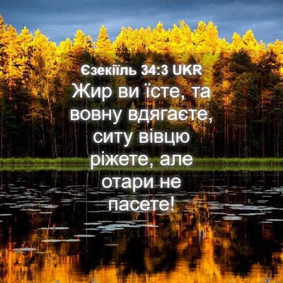 Picture 04 - Єзекіїль 34:3 UKR - Жир ви їсте, та вовну - Bible Verse Picture
