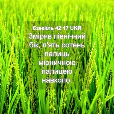 Picture 04 - Єзекіїль 42:17 UKR - Зміряв північний бік, п'ять - Bible Verse Picture