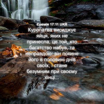 Picture 04 - Єремія 17:11 UKR - Куропатва висиджує яйця, - Bible Verse Picture