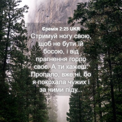 Picture 04 - Єремія 2:25 UKR - Стримуй ногу свою, щоб не - Bible Verse Picture
