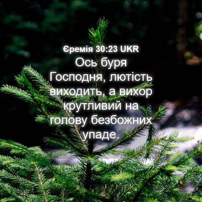 Picture 04 - Єремія 30:23 UKR - Ось буря Господня, лютість - Bible Verse Picture