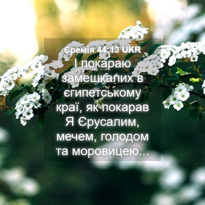Picture 04 - Єремія 44:13 UKR - І покараю замешкалих в - Bible Verse Picture