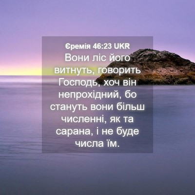 Picture 04 - Єремія 46:23 UKR - Вони ліс його витнуть, - Bible Verse Picture