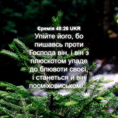 Picture 04 - Єремія 48:26 UKR - Упійте його, бо пишавсь - Bible Verse Picture