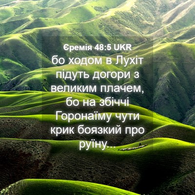 Picture 04 - Єремія 48:5 UKR - бо ходом в Лухіт підуть - Bible Verse Picture