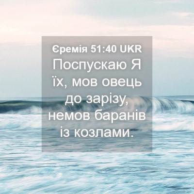 Picture 04 - Єремія 51:40 UKR - Поспускаю Я їх, мов овець - Bible Verse Picture