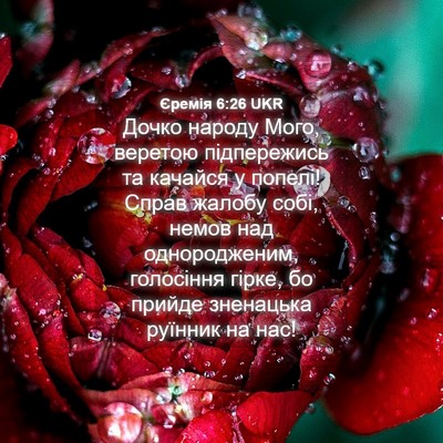 Picture 04 - Єремія 6:26 UKR - Дочко народу Мого, веретою - Bible Verse Picture