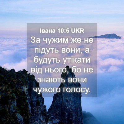Picture 04 - Івана 10:5 UKR - За чужим же не підуть вони, - Bible Verse Picture