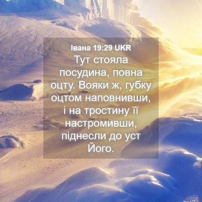 Picture 04 - Івана 19:29 UKR - Тут стояла посудина, повна - Bible Verse Picture