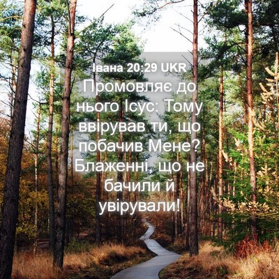 Picture 04 - Івана 20:29 UKR - Промовляє до нього Ісус: - Bible Verse Picture