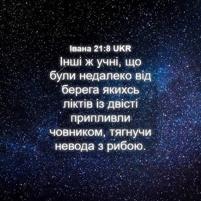 Picture 04 - Івана 21:8 UKR - Інші ж учні, що були - Bible Verse Picture