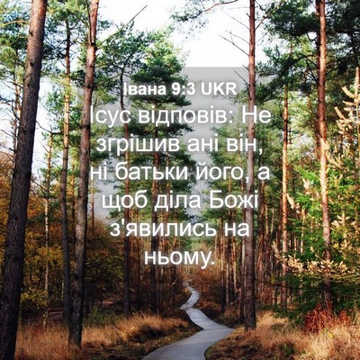 Picture 04 - Івана 9:3 UKR - Ісус відповів: Не згрішив - Bible Verse Picture