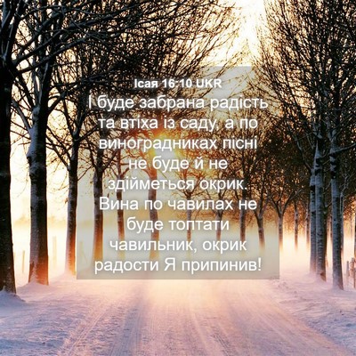 Picture 04 - Ісая 16:10 UKR - І буде забрана радість та - Bible Verse Picture