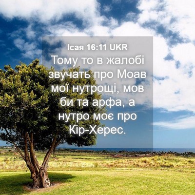 Picture 04 - Ісая 16:11 UKR - Тому то в жалобі звучать - Bible Verse Picture