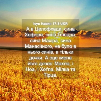 Picture 04 - Ісус Навин 17:3 UKR - А в Целофхада, сина Хефера, - Bible Verse Picture